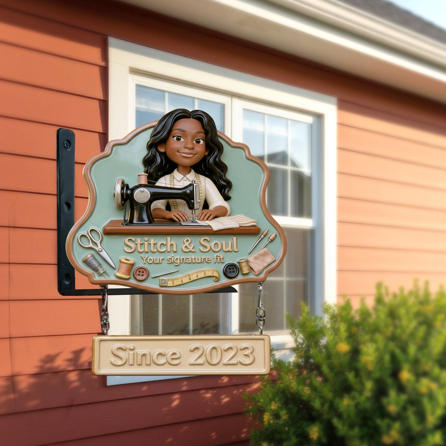 Logo für Schneidereien für Nähbegeisterte – personalisiertes Näh-Wandschild aus Holz