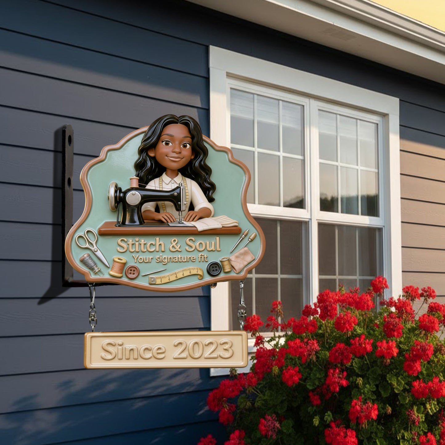 Logo für Schneidereien für Nähbegeisterte – personalisiertes Näh-Wandschild aus Holz