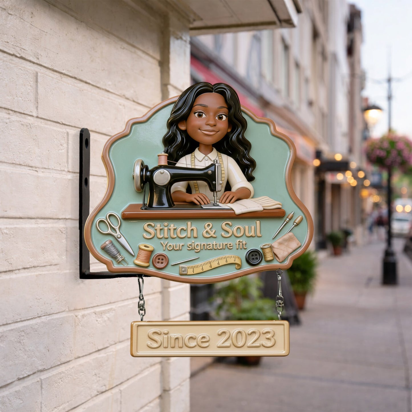 Logo für Schneidereien für Nähbegeisterte – personalisiertes Näh-Wandschild aus Holz