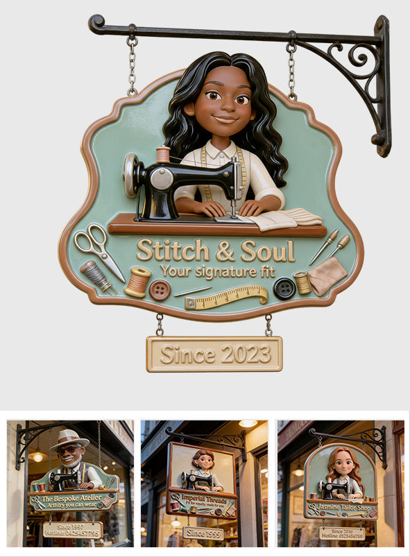 Logo für Schneidereien für Nähbegeisterte – personalisiertes Näh-Wandschild aus Holz