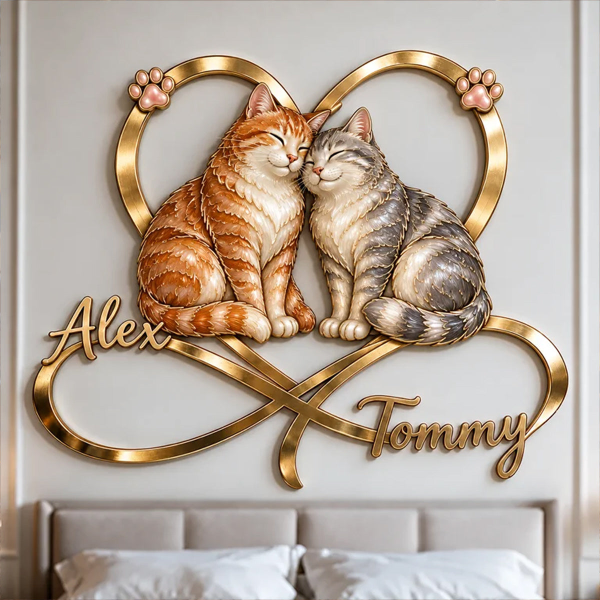 Du & Ich Wir Schaffen Das - Personalisierte Katzen 3D Metall-Schild