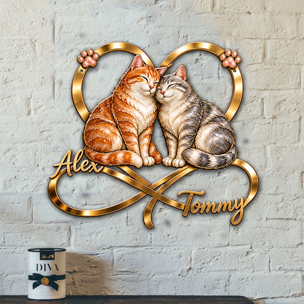 Du & Ich Wir Schaffen Das - Personalisierte Katzen 3D Metall-Schild