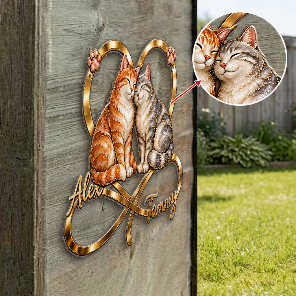 Du & Ich Wir Schaffen Das - Personalisierte Katzen 3D Metall-Schild