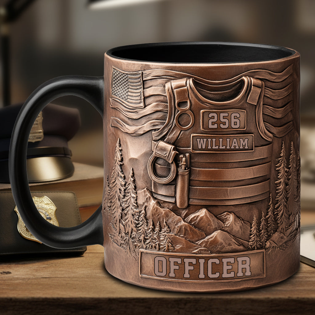 Dienen und Schützen – Personalisierte Tasse mit Polizeimotiv