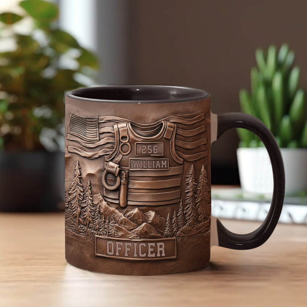 Dienen und Schützen – Personalisierte Tasse mit Polizeimotiv