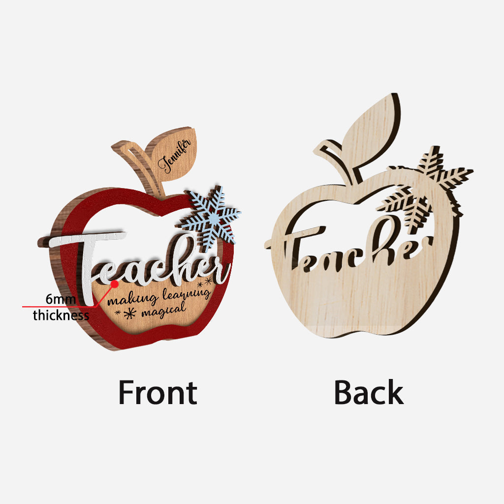 Weihnachtsschmuck für Lehrer – Personalisierter, zweilagiger Holzschmuck für Lehrer