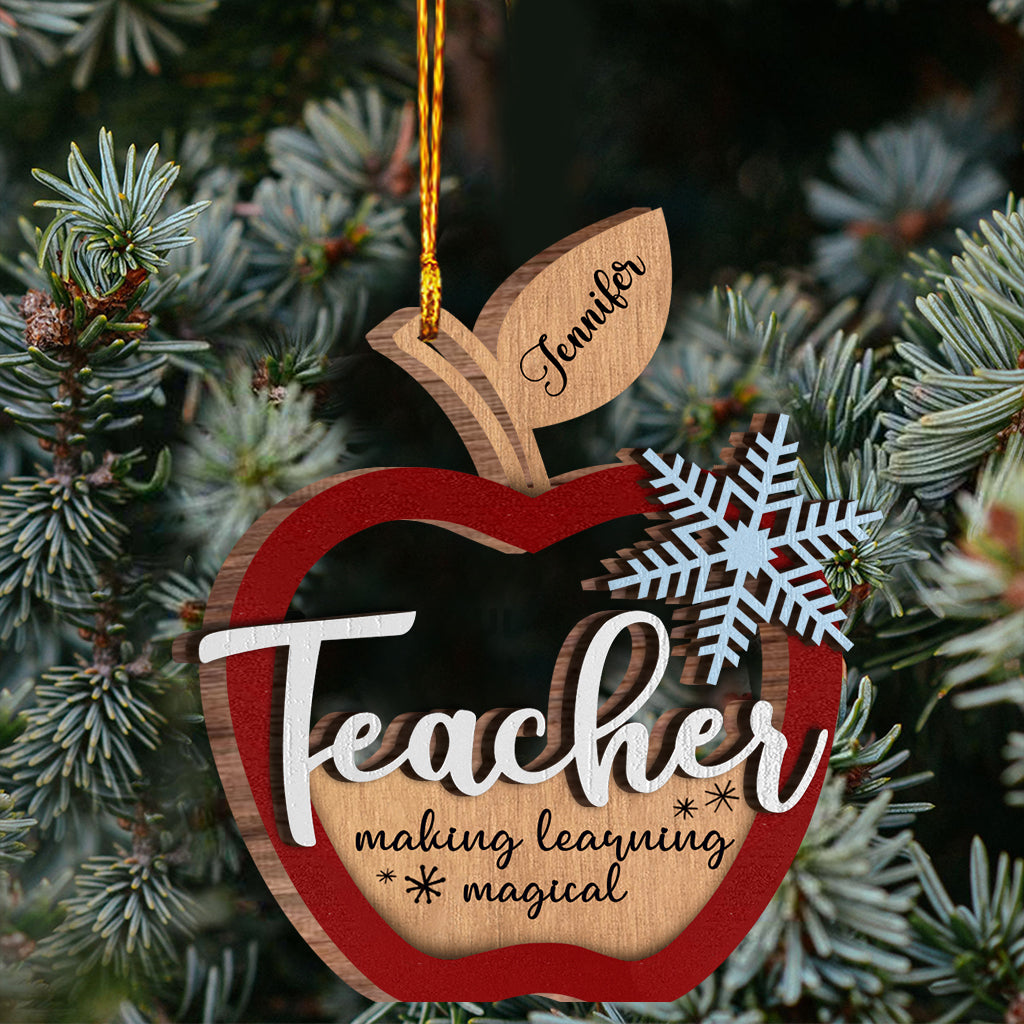 Weihnachtsschmuck für Lehrer – Personalisierter, zweilagiger Holzschmuck für Lehrer