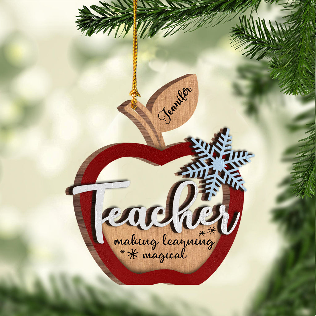 Weihnachtsschmuck für Lehrer – Personalisierter, zweilagiger Holzschmuck für Lehrer