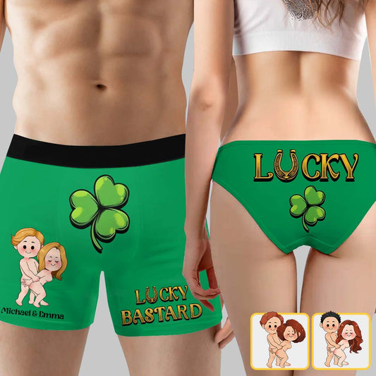 Lucky & Lucky Bastard - Personalized Saint Patrick's Day Women Briefs & Men Boxer Briefs