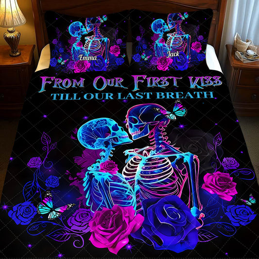 Till Dead Do Us Part - Personalized Skull Quilt Set