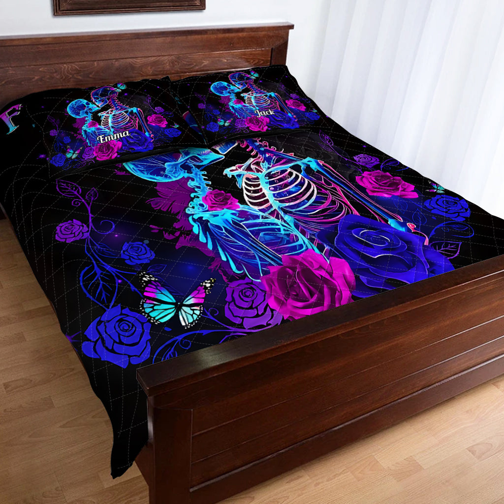 Till Dead Do Us Part - Personalized Skull Quilt Set