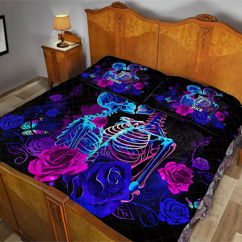 Till Dead Do Us Part - Personalized Skull Quilt Set