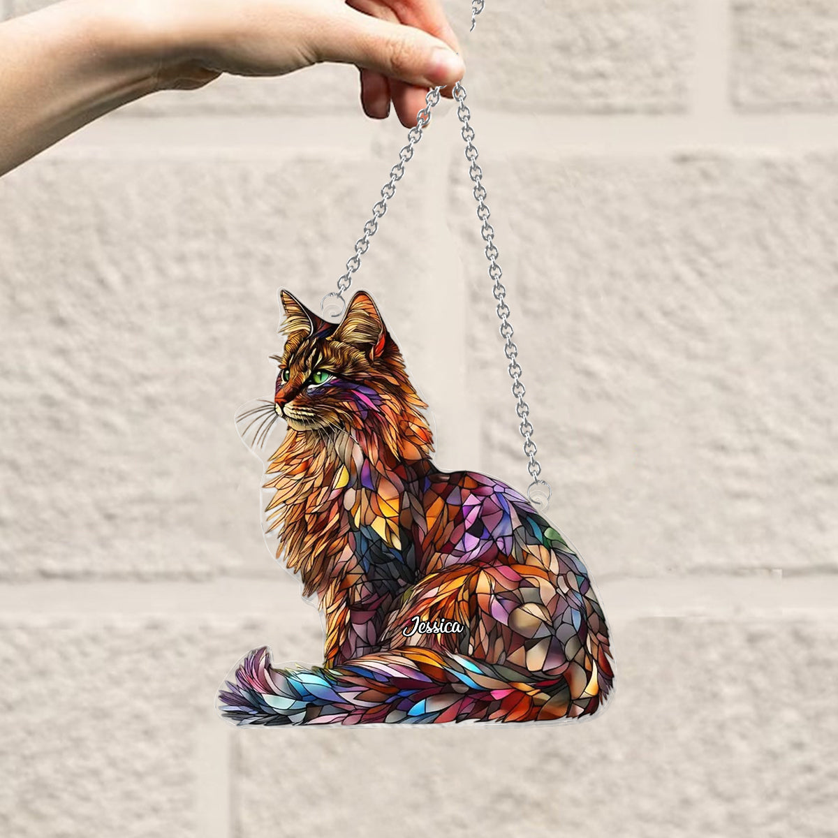 Maine-Coon-Sonnenfänger – Personalisierter Katzen-Fensterhänger