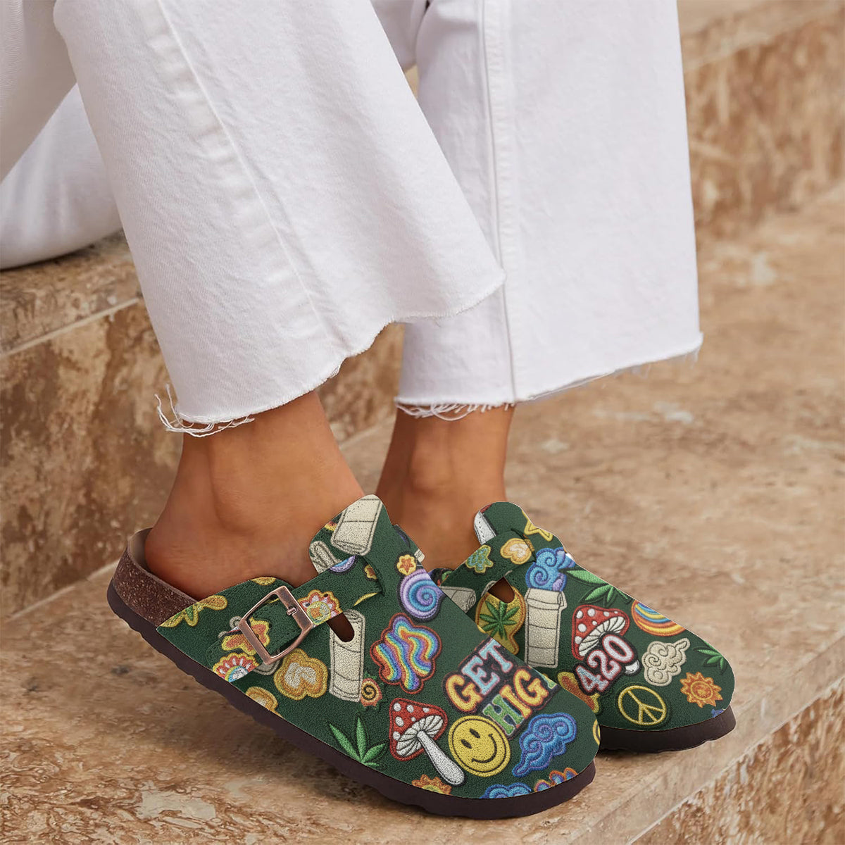 Green Buds Aesthetic – Personalisierte Cannabis-Clogs mit Fußgewölbeunterstützung