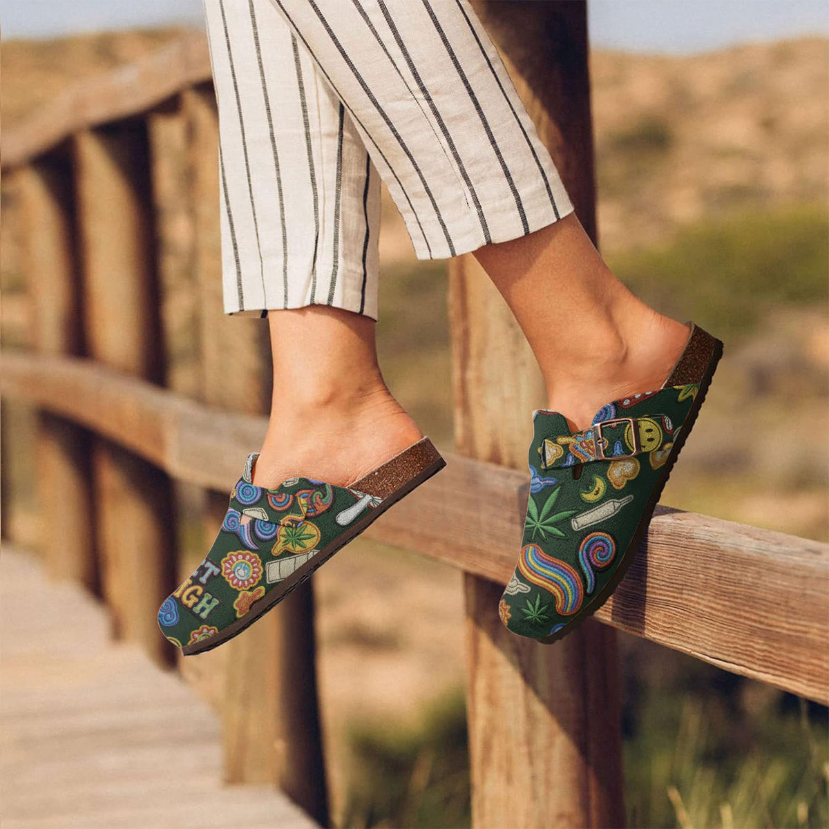 Green Buds Aesthetic – Personalisierte Cannabis-Clogs mit Fußgewölbeunterstützung