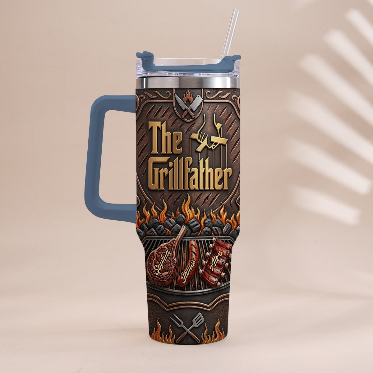 Der Grillvater - Personalisierter Vater-Tumbler mit Griff