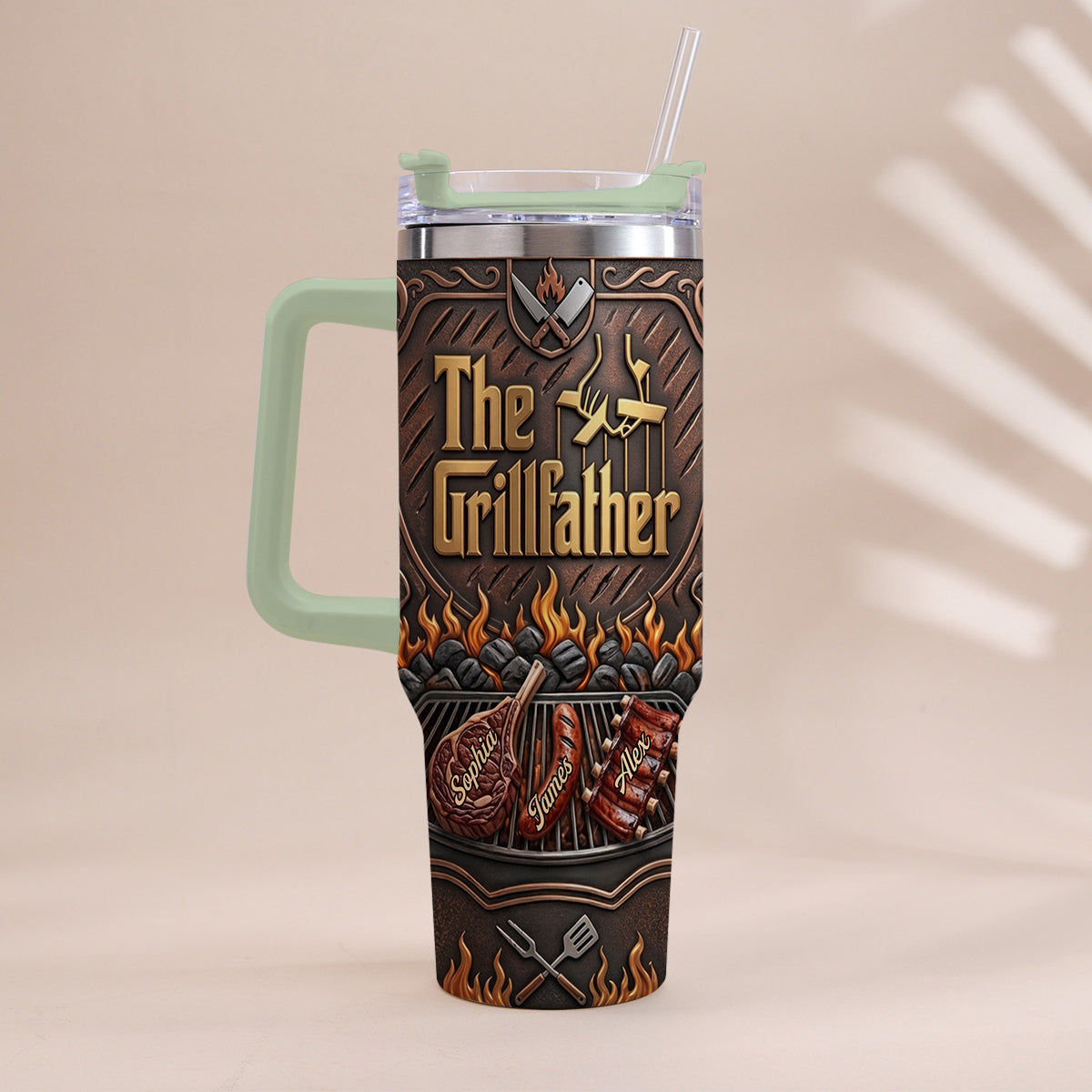 Der Grillvater - Personalisierter Vater-Tumbler mit Griff