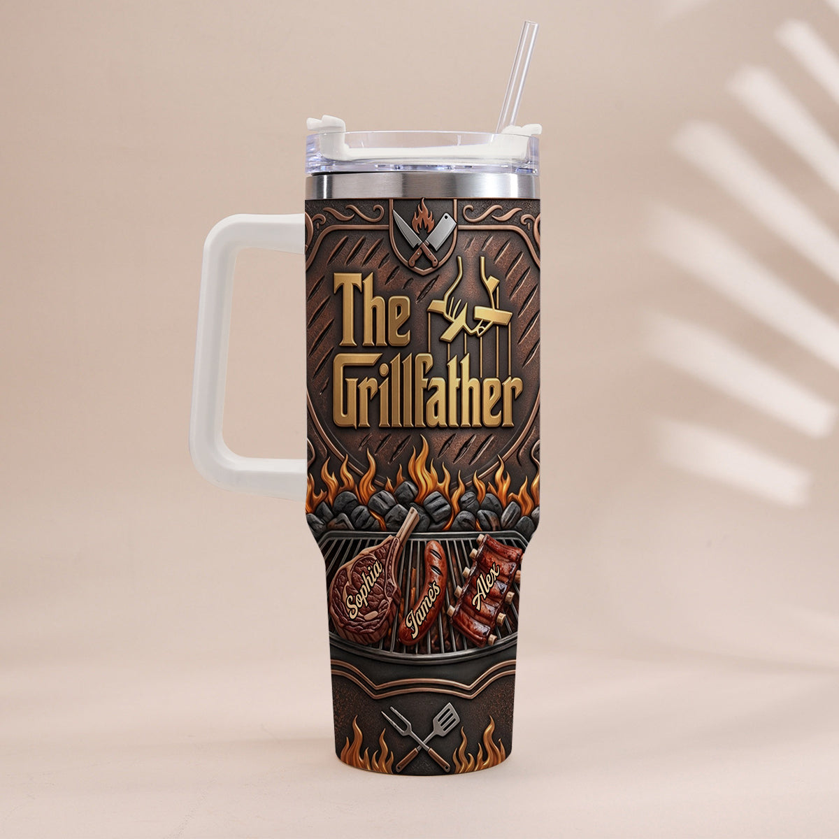 Der Grillvater - Personalisierter Vater-Tumbler mit Griff