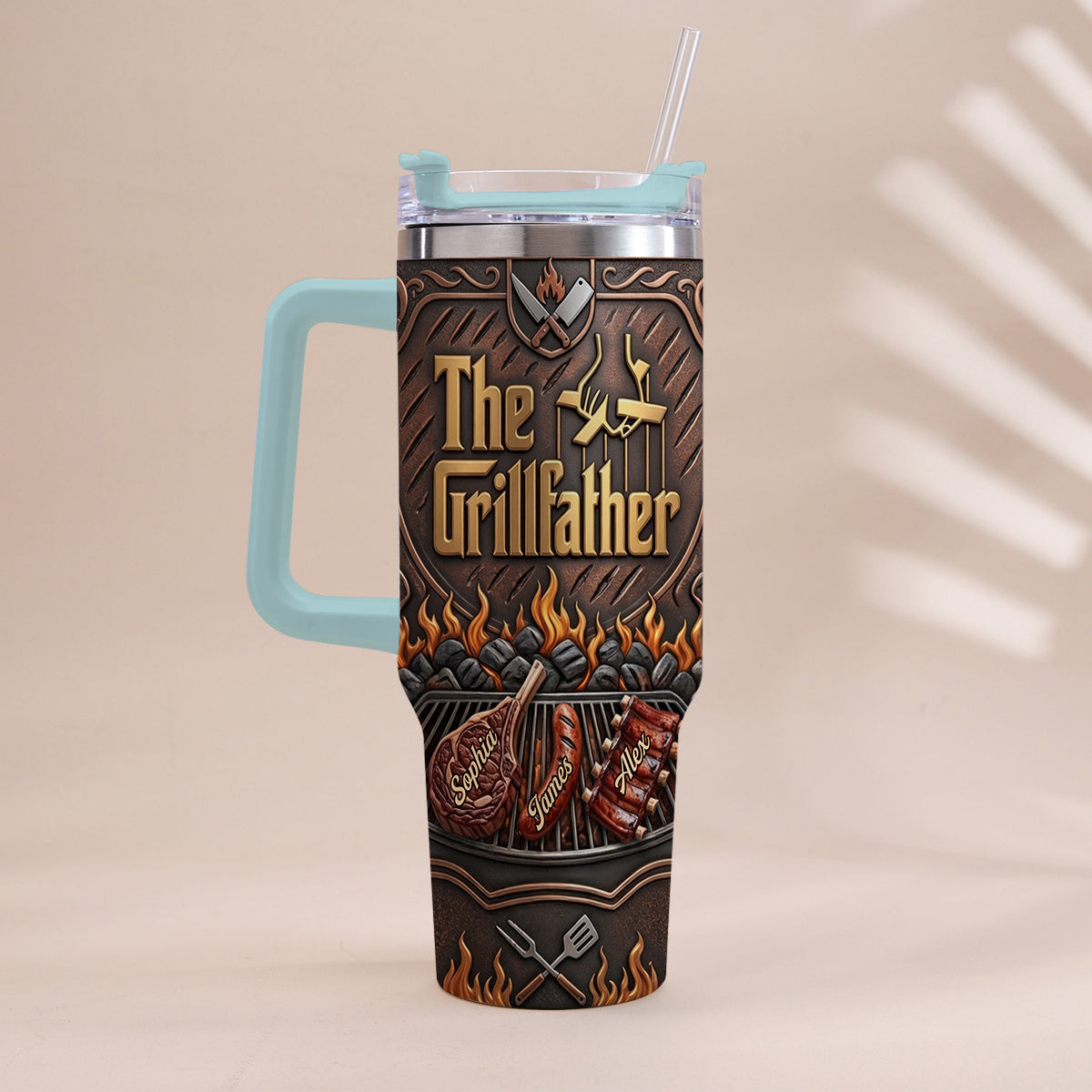Der Grillvater - Personalisierter Vater-Tumbler mit Griff