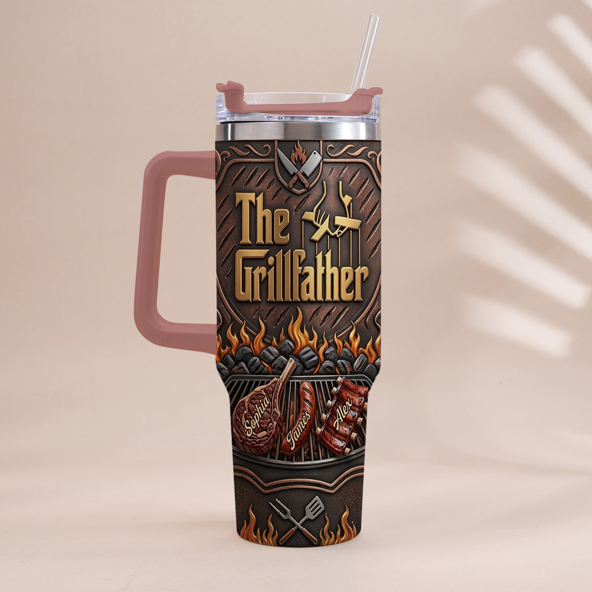 Der Grillvater - Personalisierter Vater-Tumbler mit Griff