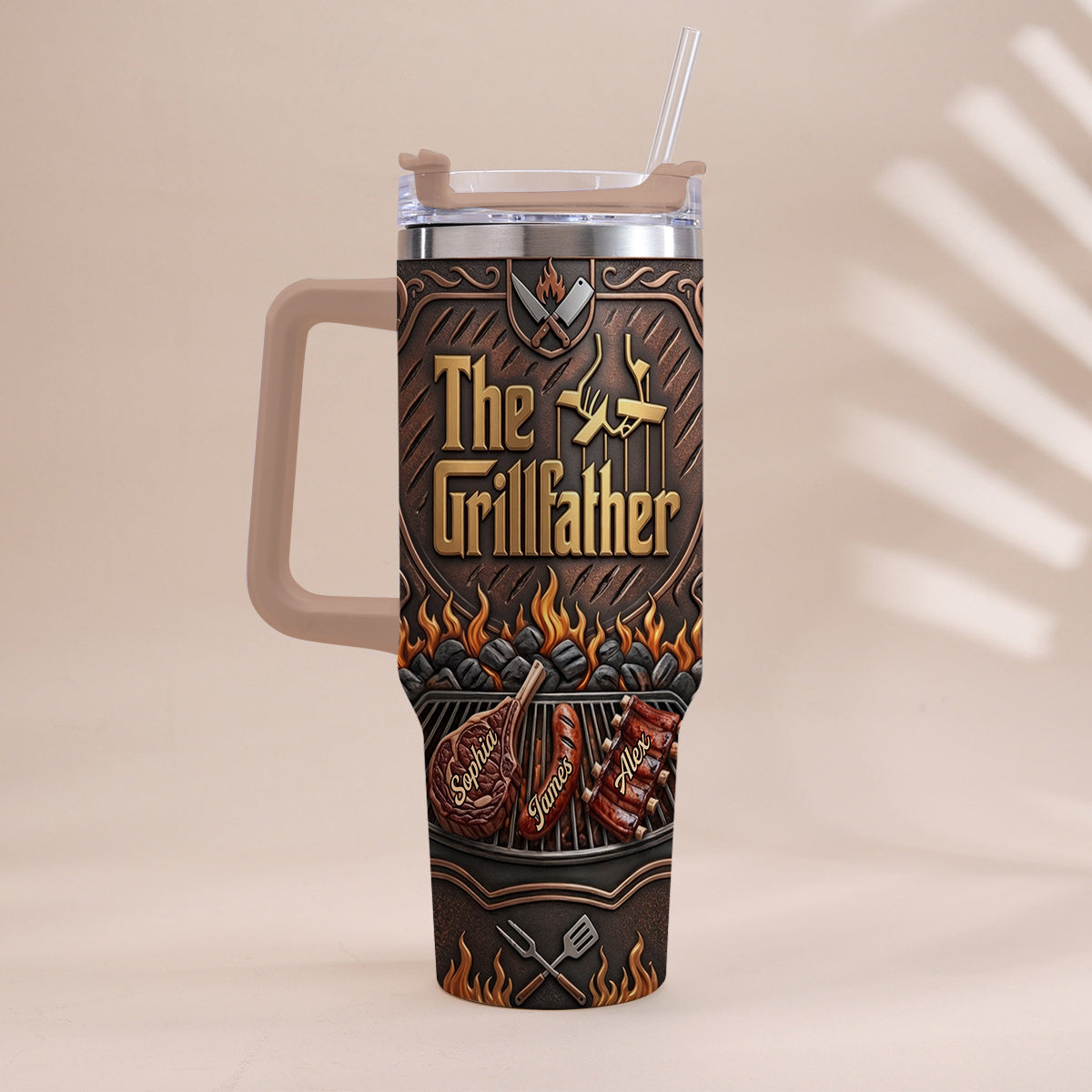 Der Grillvater - Personalisierter Vater-Tumbler mit Griff