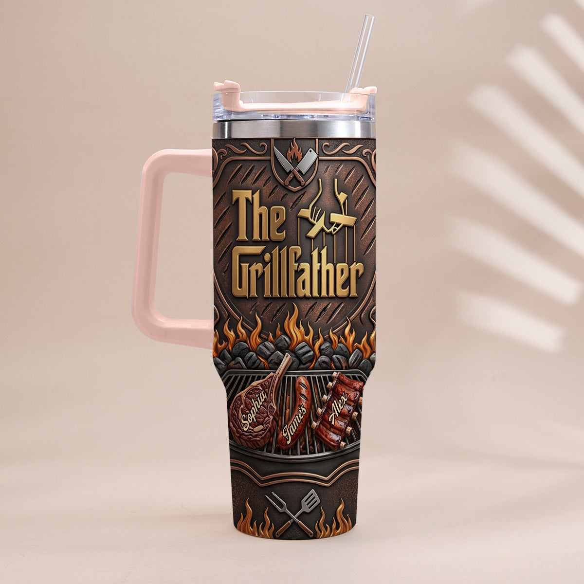 Der Grillvater - Personalisierter Vater-Tumbler mit Griff