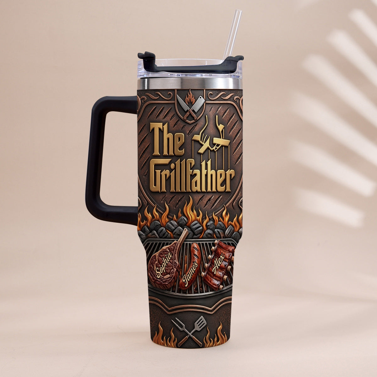 Der Grillvater - Personalisierter Vater-Tumbler mit Griff