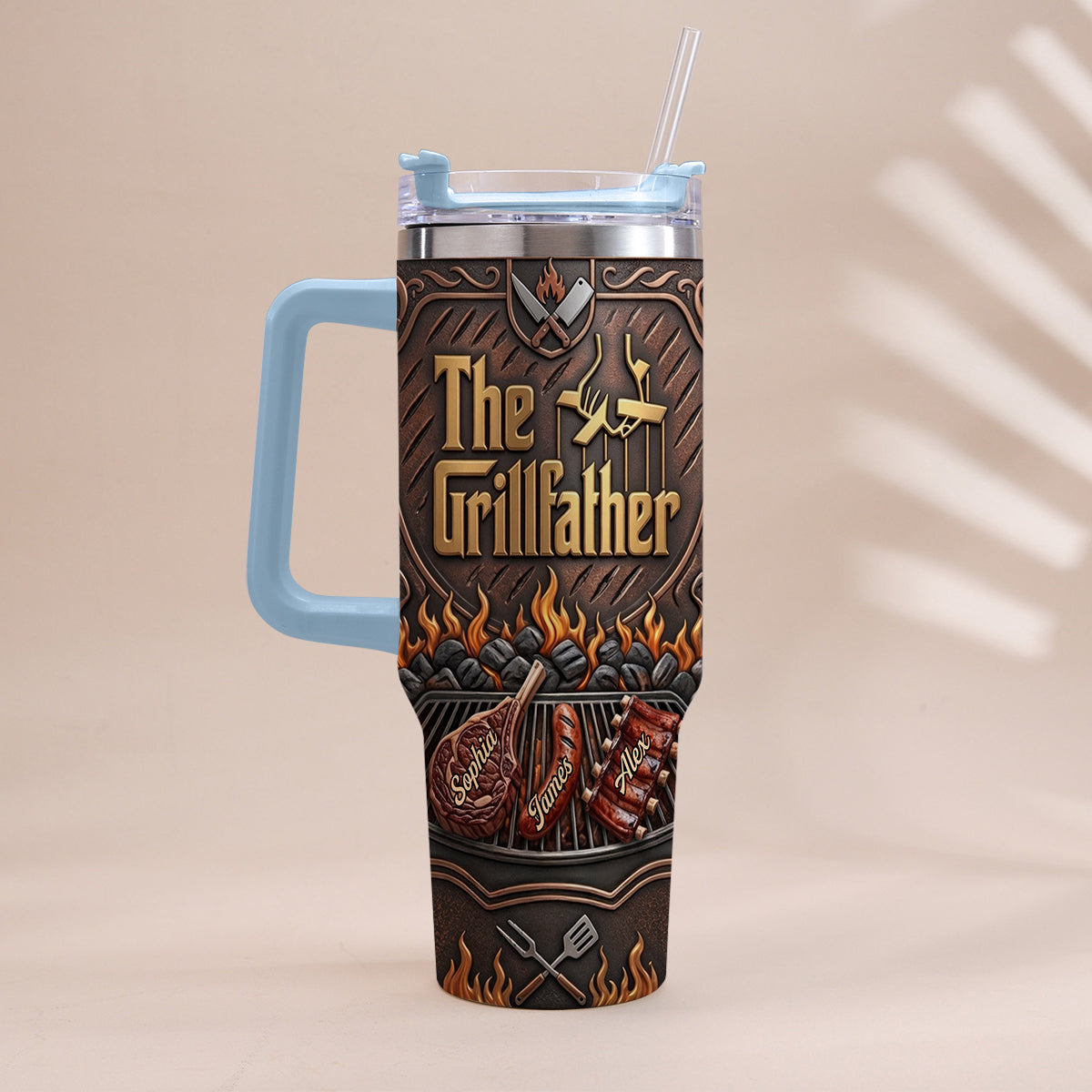 Der Grillvater - Personalisierter Vater-Tumbler mit Griff