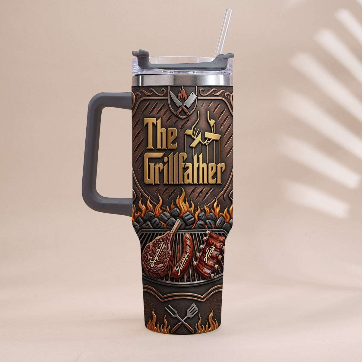 Der Grillvater - Personalisierter Vater-Tumbler mit Griff