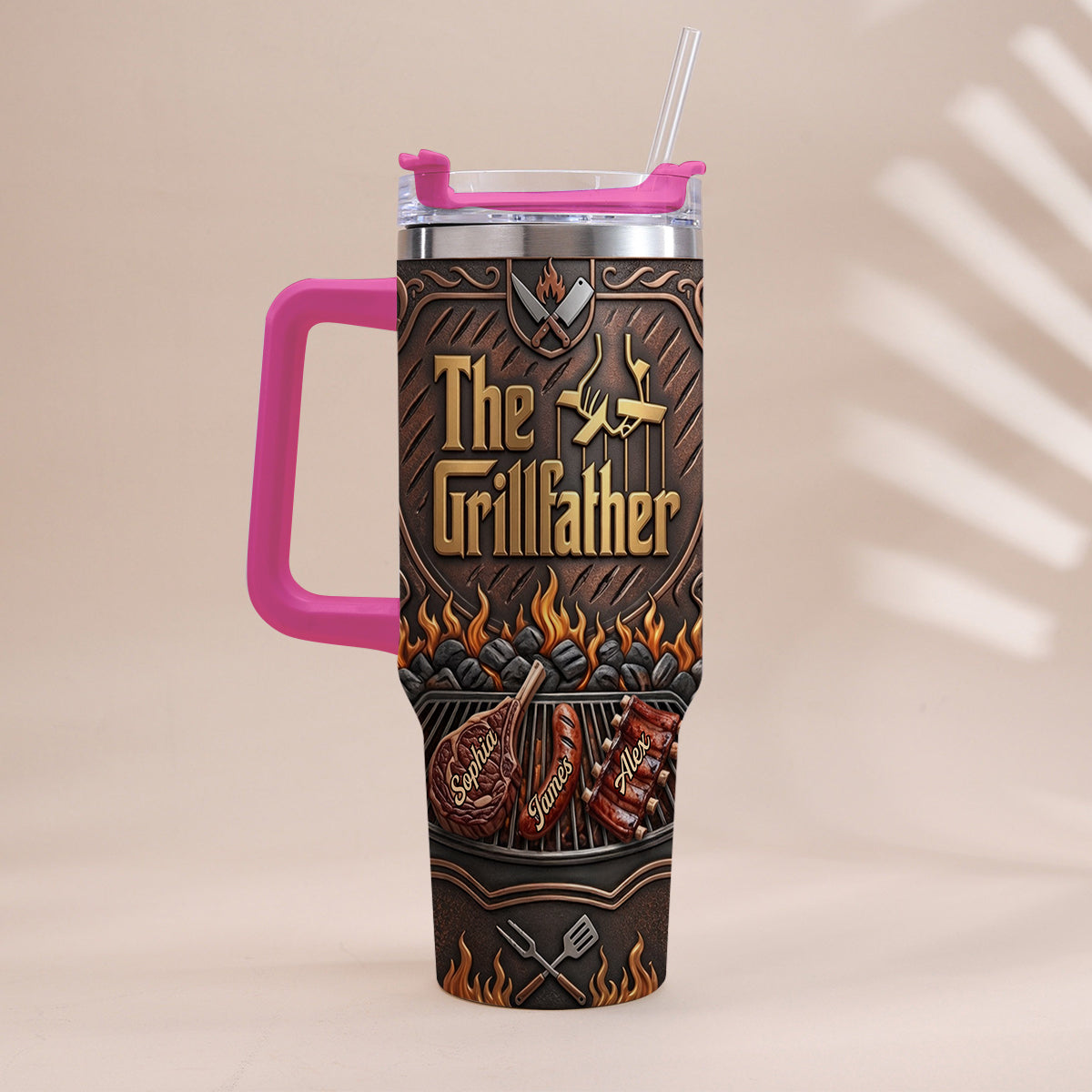 Der Grillvater - Personalisierter Vater-Tumbler mit Griff