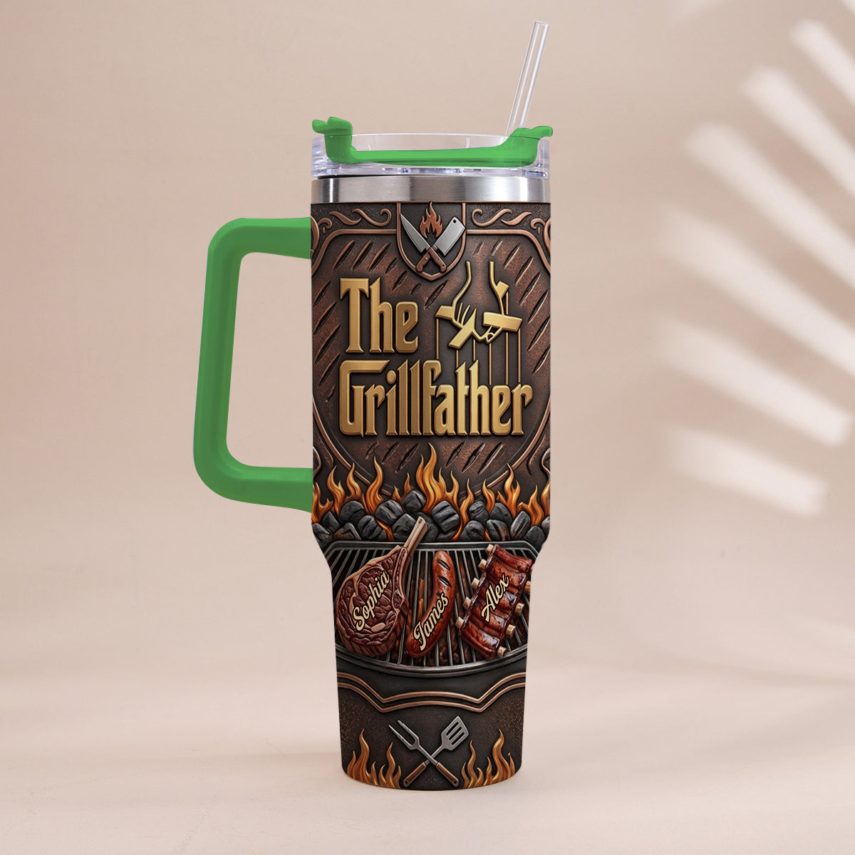 Der Grillvater - Personalisierter Vater-Tumbler mit Griff
