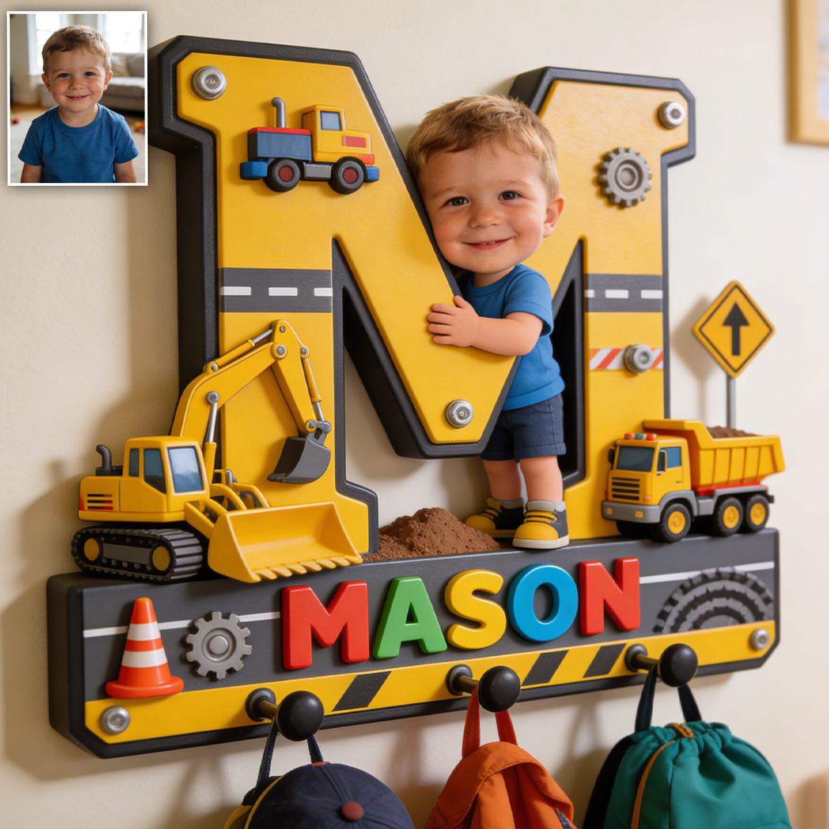 Alphabet Buchstabe & Foto und Thema - Personalisierter Kinderhängeregal