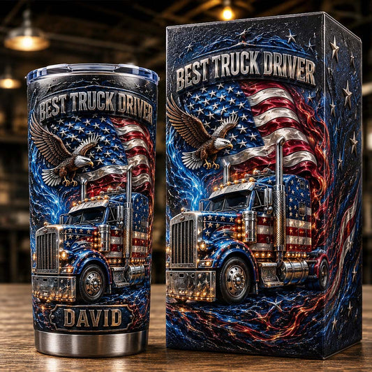 Bester Lkw-Fahrer - Personalisierter Trucker-Becher mit Geschenkbox