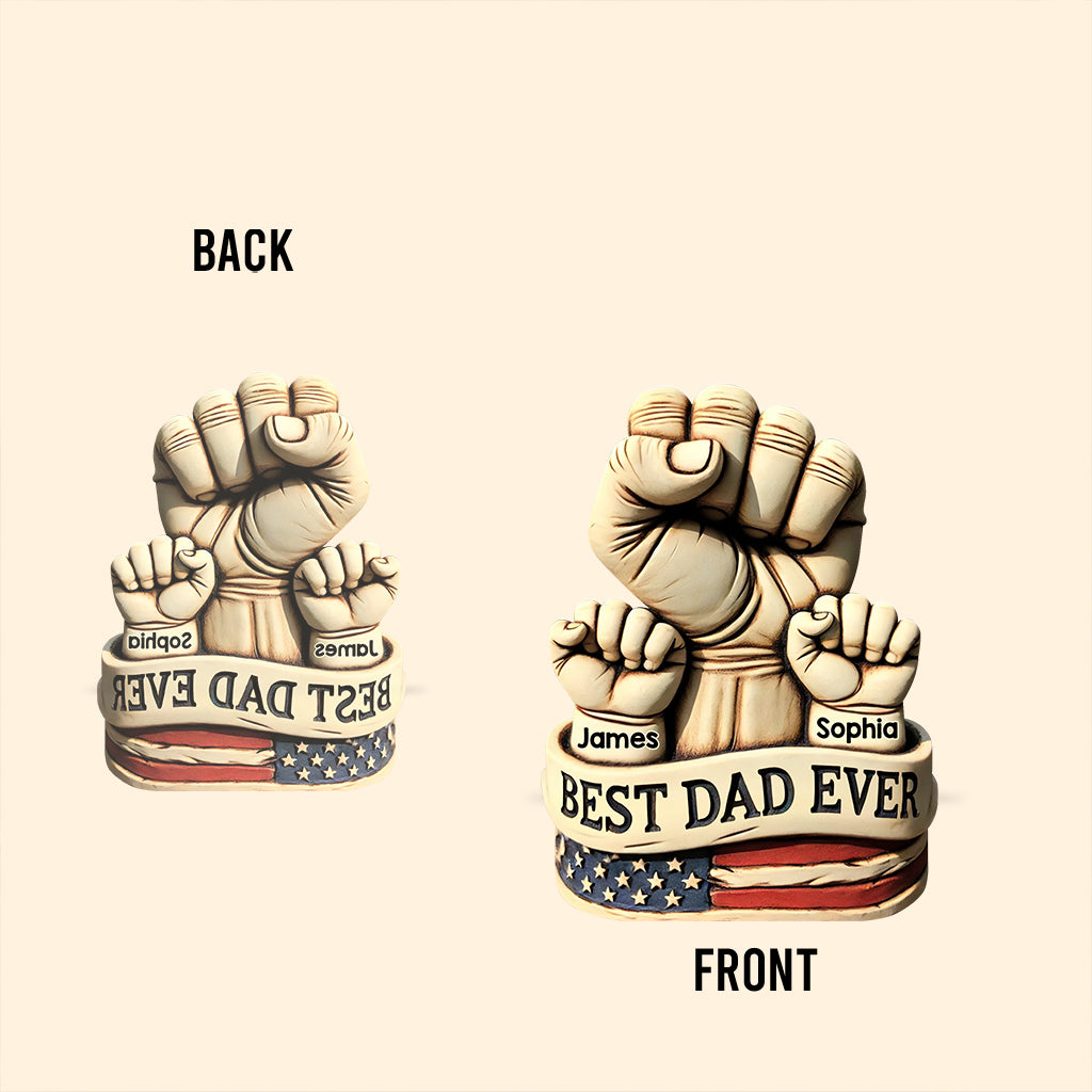 Papa und Kinderhände – Personalisierte Acrylplakette in individueller Form für den Vater