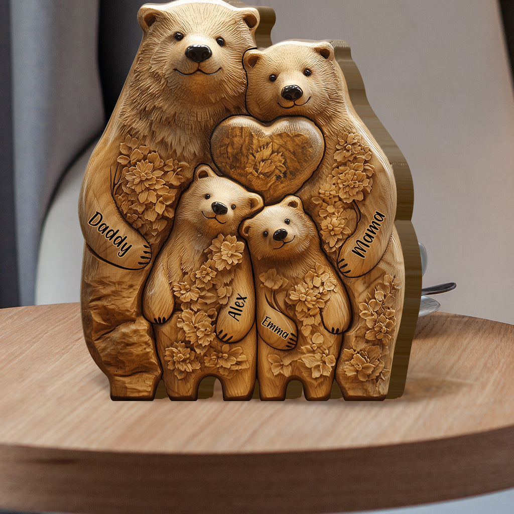 Bear Family - Personalized Family Shaped Wooden Puzzle