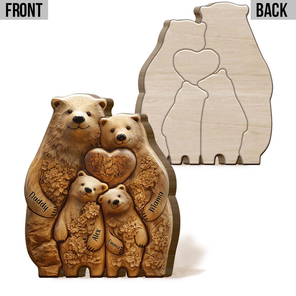 Bear Family - Personalized Family Shaped Wooden Puzzle