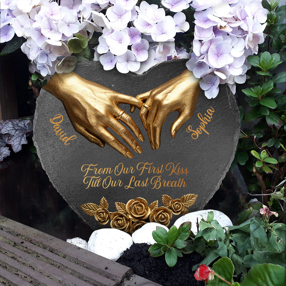 From Our First Kiss Till Our Last Breath - Personalized Couple Heart Shaped Stone