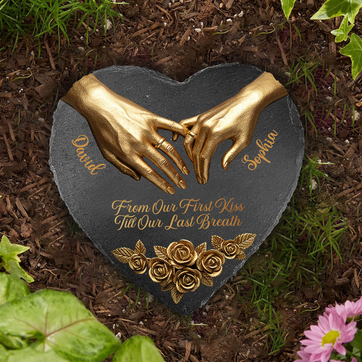 From Our First Kiss Till Our Last Breath - Personalized Couple Heart Shaped Stone