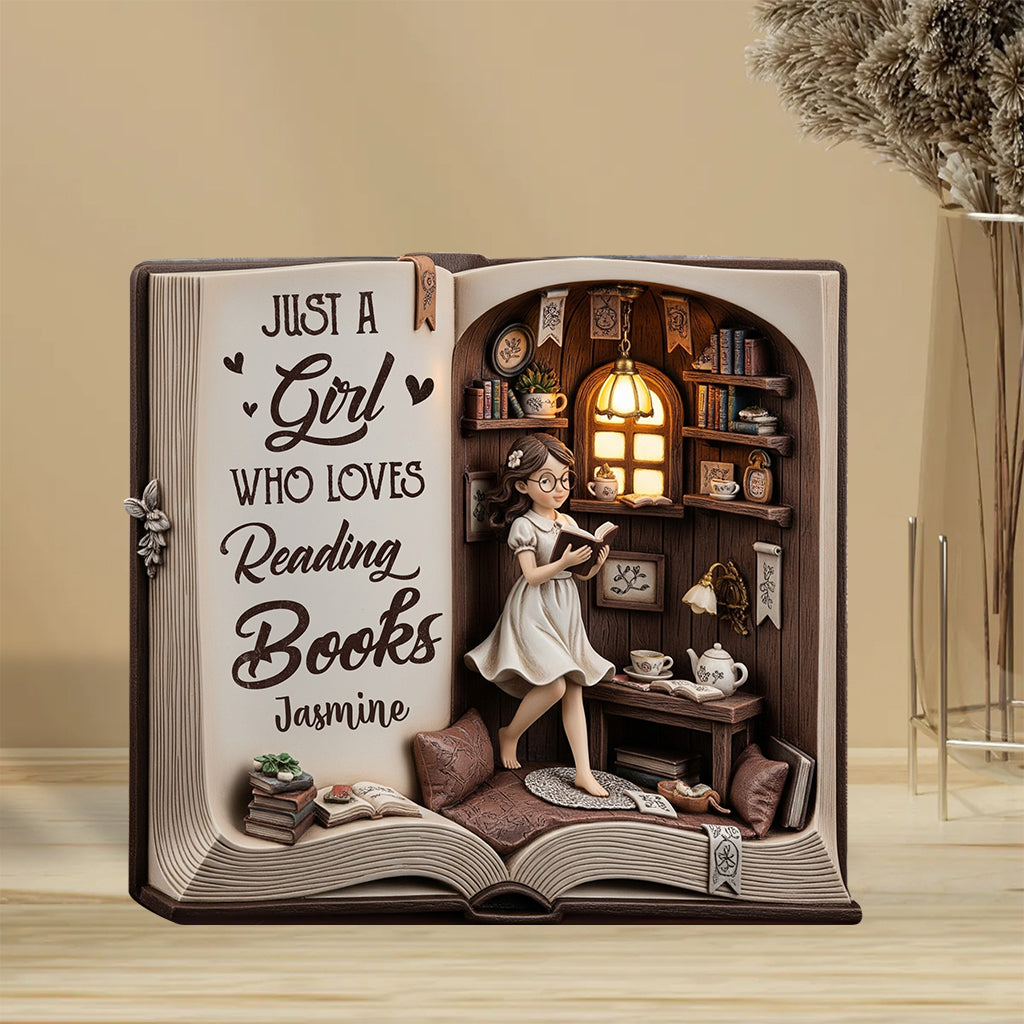 Just A Girl Who Loves Reading Books - Personalized Book Custom Shaped Acrylic Plaque
