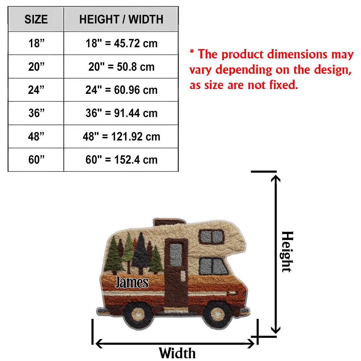 Unser Abenteuer – Personalisierter, rutschfester, getufteter Campingteppich