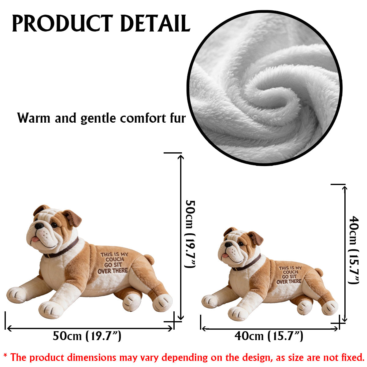 Das ist meine Couch – personalisiertes Kissen in Hundeform aus Kunstfell.