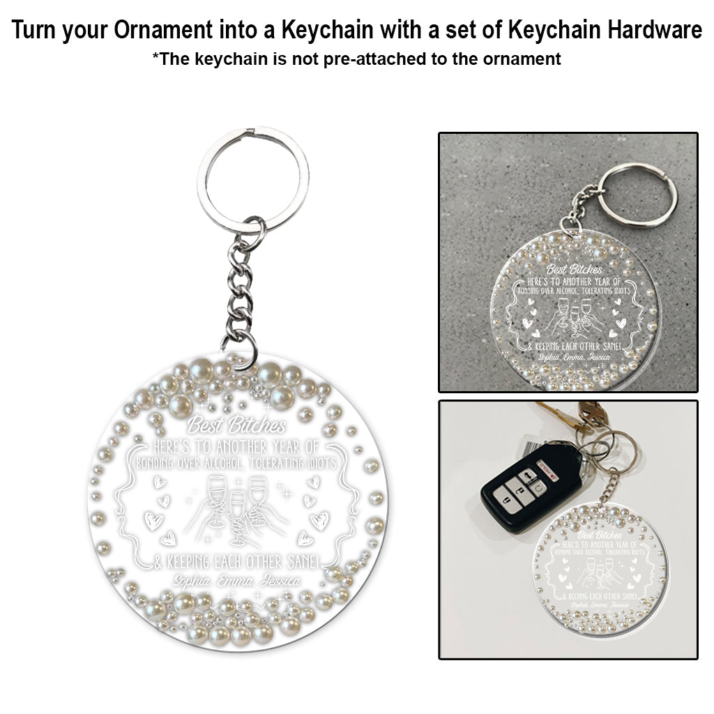 Auf ein weiteres Jahr voller gemeinsamer Drinks – Personalisierter transparenter Anhänger für die beste Freundin