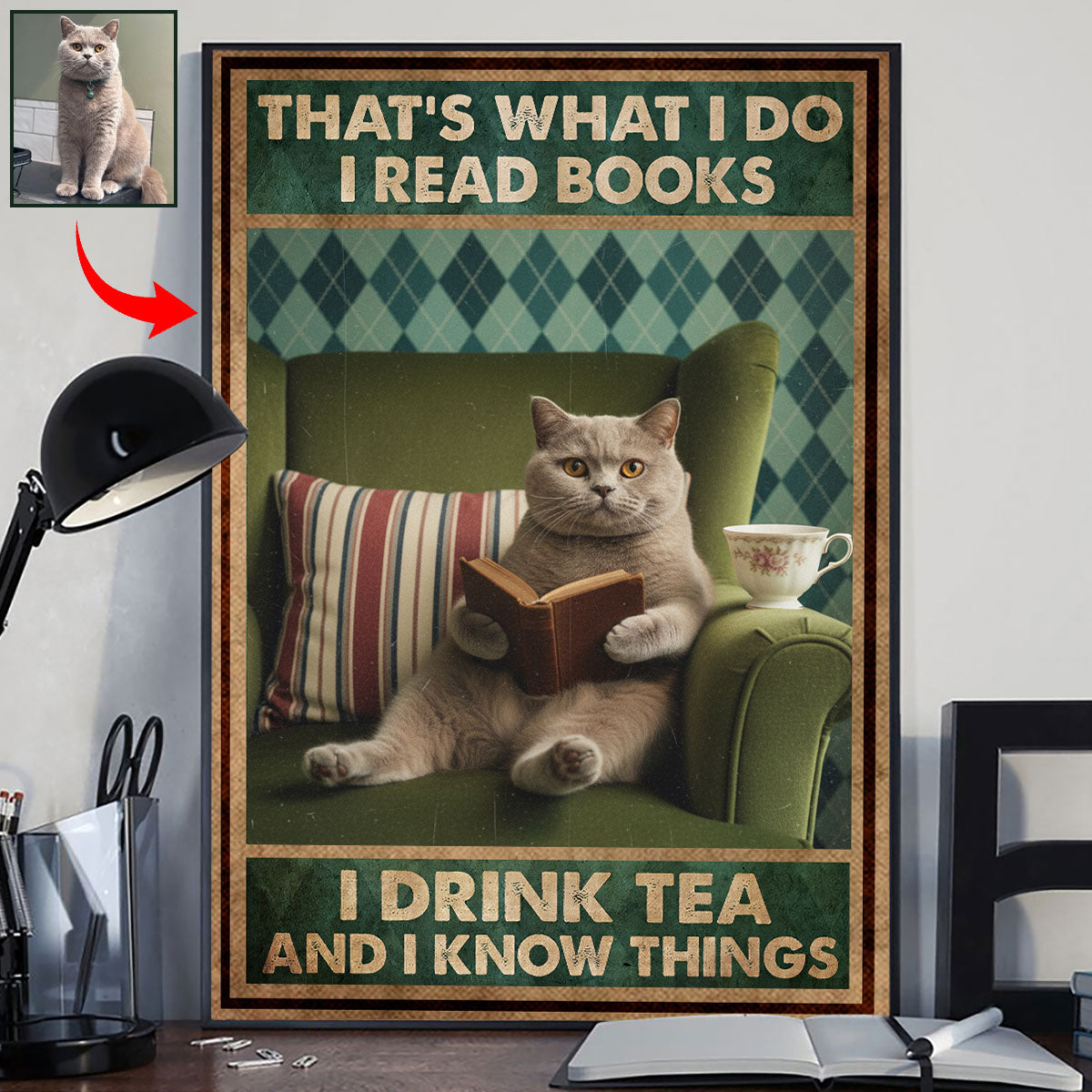 That's What I Do Customize With Your Photo Vintage Retro - Personalized Cat Canvas And Poster