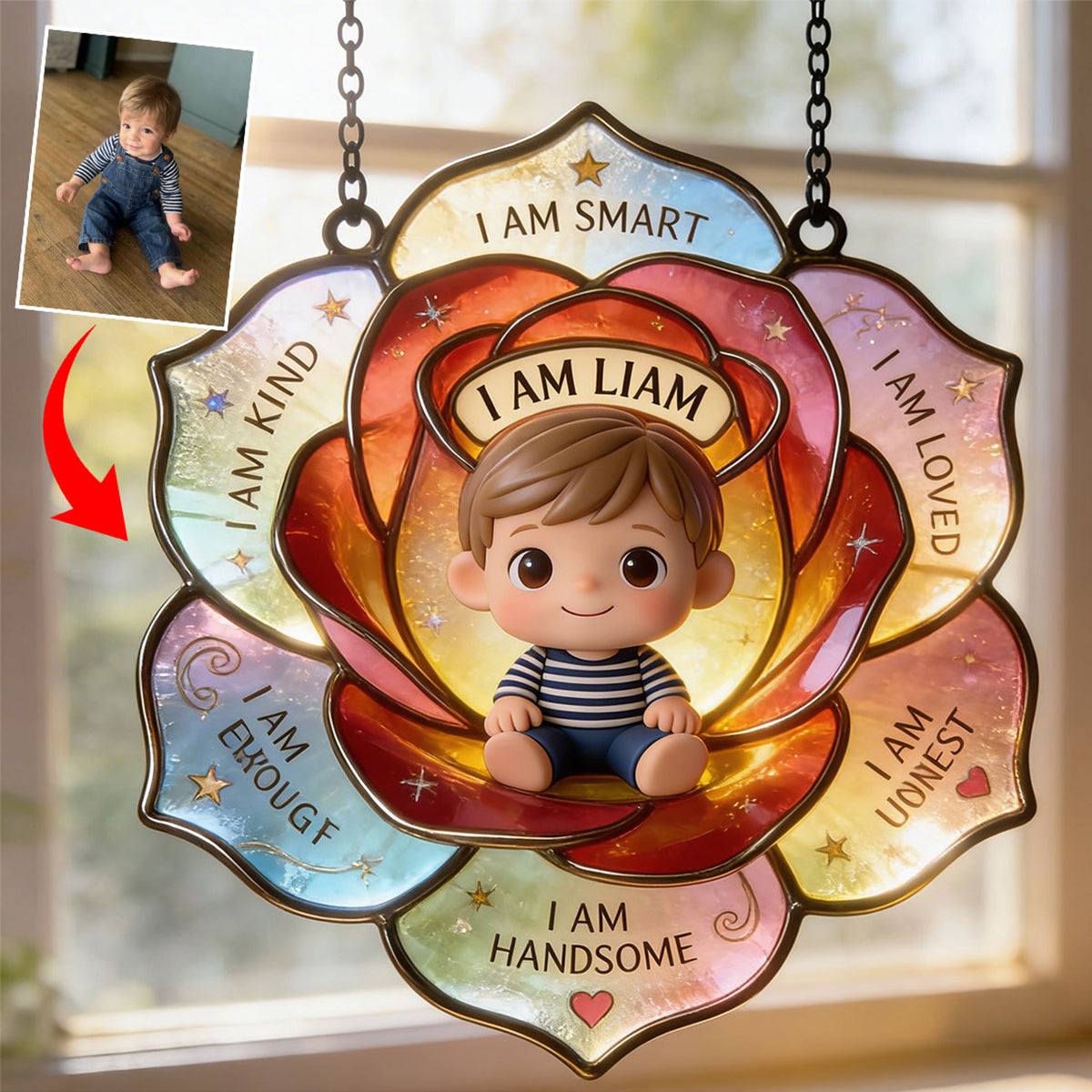You Are Enough - Personalized Kid Window Hanging Suncatcher Ornament