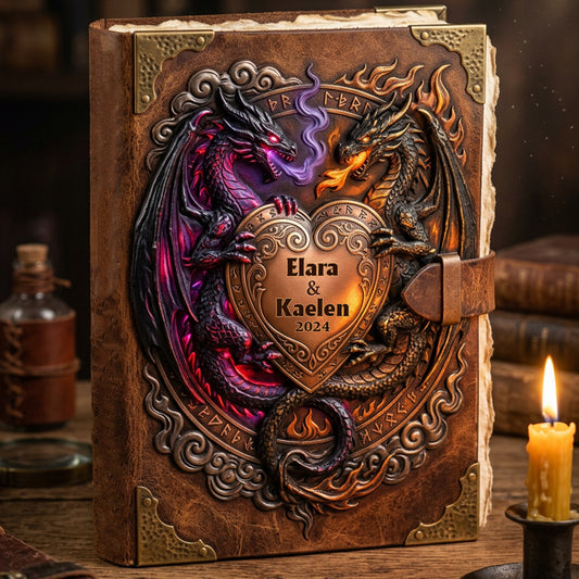 Du & Ich - Personalisierter Drachen-Lederjournal