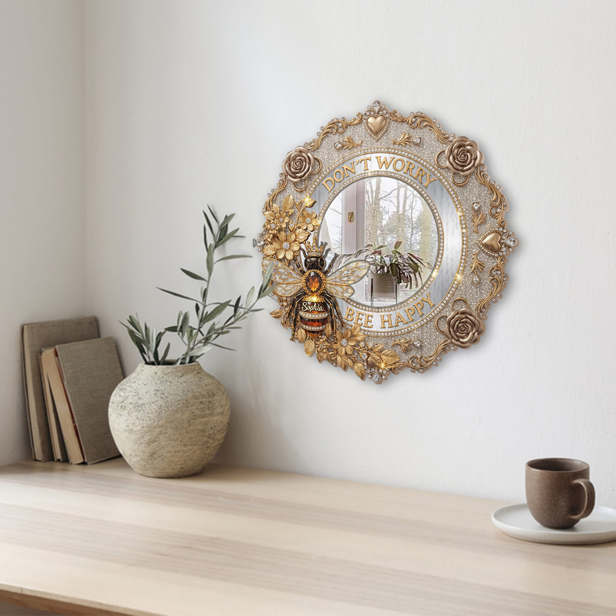 Bee Happy - Personalized Bee Wall Hanging Mirror