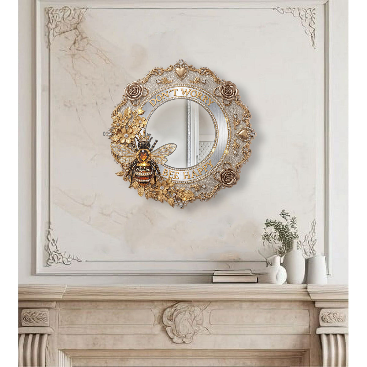 Bee Happy - Personalized Bee Wall Hanging Mirror