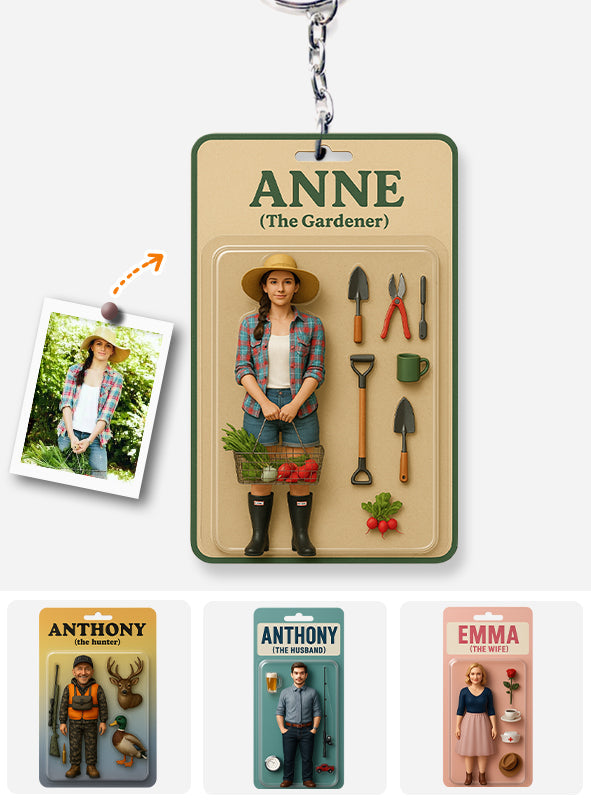 Individuelle Figur nach Foto – Personalisierter Garten-Schlüsselanhänger