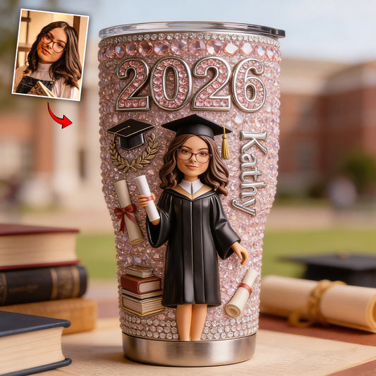 Personalisierte Foto-Tasse, Glückliche Abschlussgeschenk - Individueller Abschluss-Tumbler
