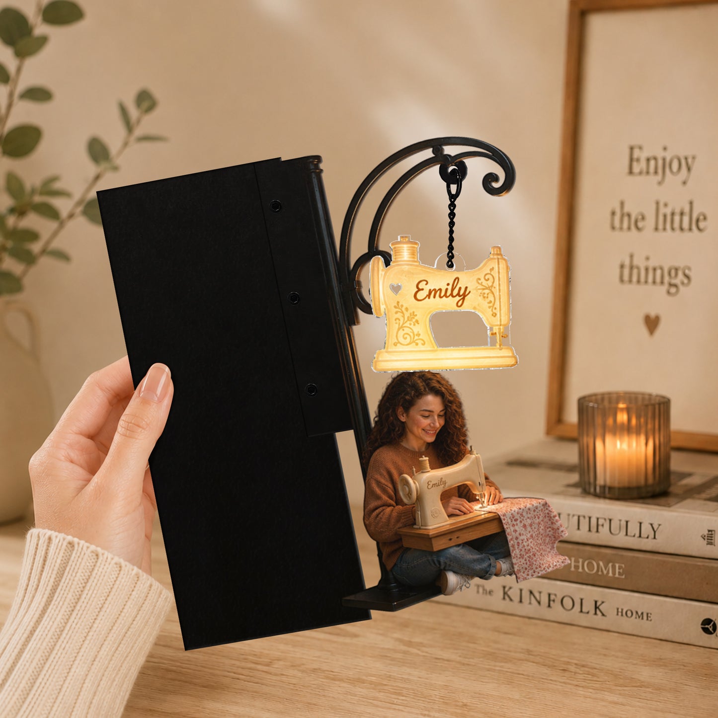 Love Sewing - Personalized Sewing Bookshelf Lamp